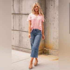 Judy Blue Braided High Rise Crop Wide Leg Jeans Size 11 / 30